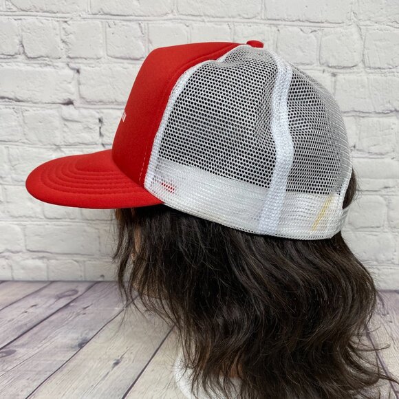 Vintage Trucker Hat Mesh Cap Snapback Red White S L Oilfield Construction - Picture 2 of 8